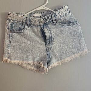 PacSun Faded Blue Frayed Hem Jean Shorts